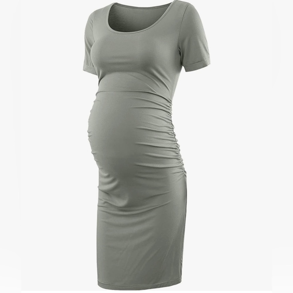 Maternity Bodycon Dress Side Ruch